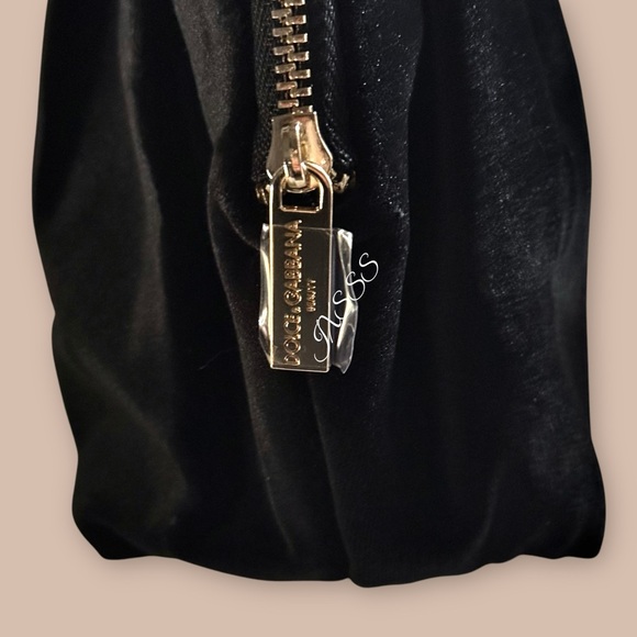 Black-Gold (Velour) Dolce & Gabbana Beauty Large Cosmetic-Makeup Bag - Picture 7 of 16